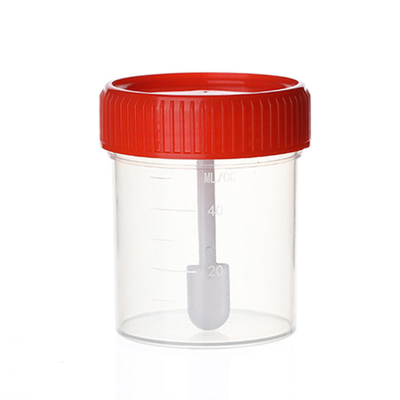 Disposable Hospital Urine And Stool Sample Containers Red Lid Pp Cover