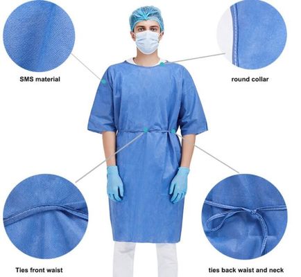 18gsm Dustproof SMS Disposable Patient Gowns Disposable Medical Scrubs
