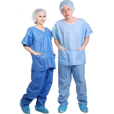 Breathable Disposable Medical Gowns SMS PP Short Sleeve Garments Comfortable