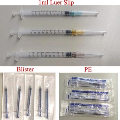 Three Parts Vacccine 1 Ml Luer Slip Syringe Plastic Medical Disposable