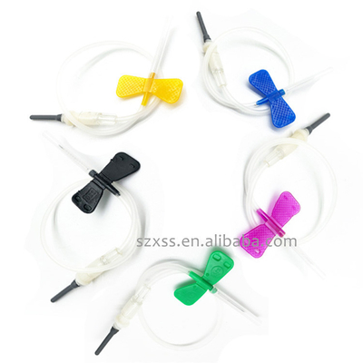 Medical Disposable Scalp Vein Set 25G 27G Butterfly Multi Sample Needle With Safety Lock
